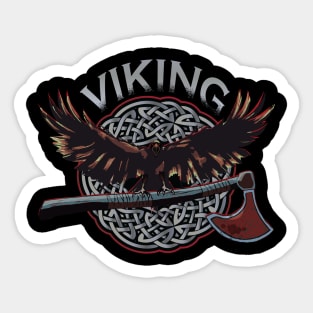 Viking Raven with Battle Axe Sticker